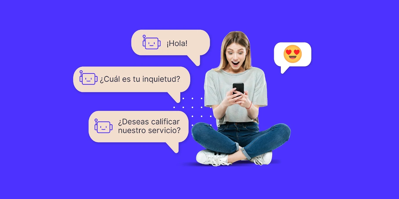 mujer conversando con un chatbot en su celular
