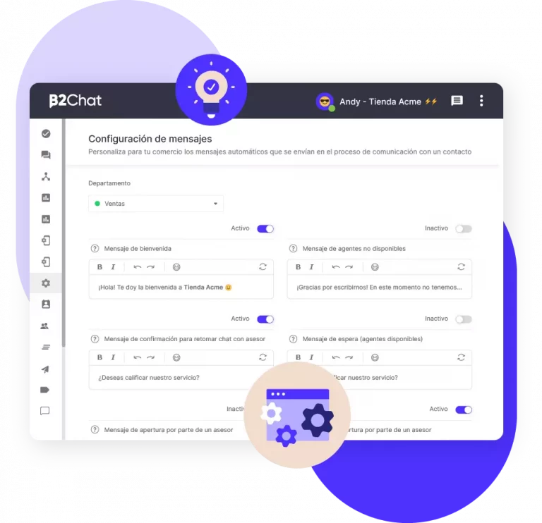 b2chat general settings module