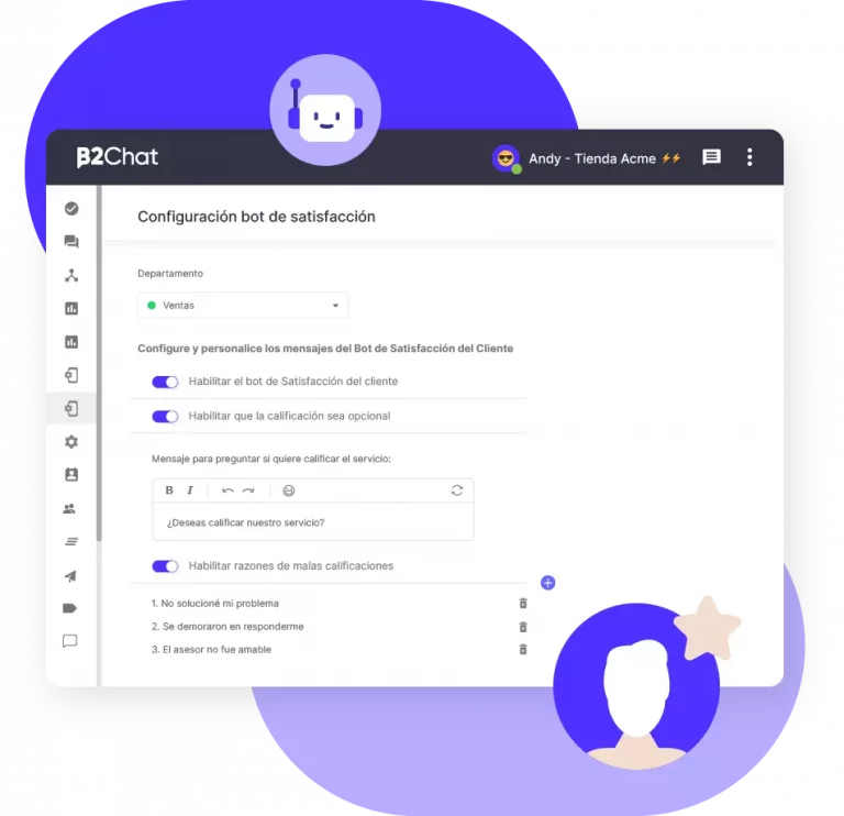 chatbot de satisfacción de b2chat