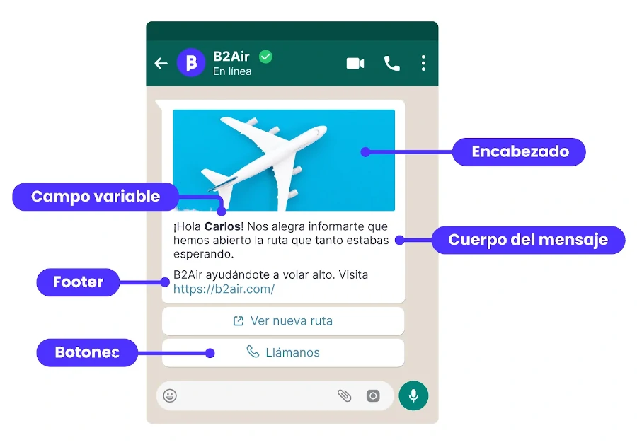 estructura de plantilla para envíos masivos en whatsapp