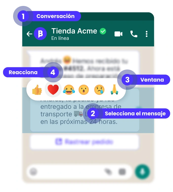 funcionamiento de las reacciones en whatsapp