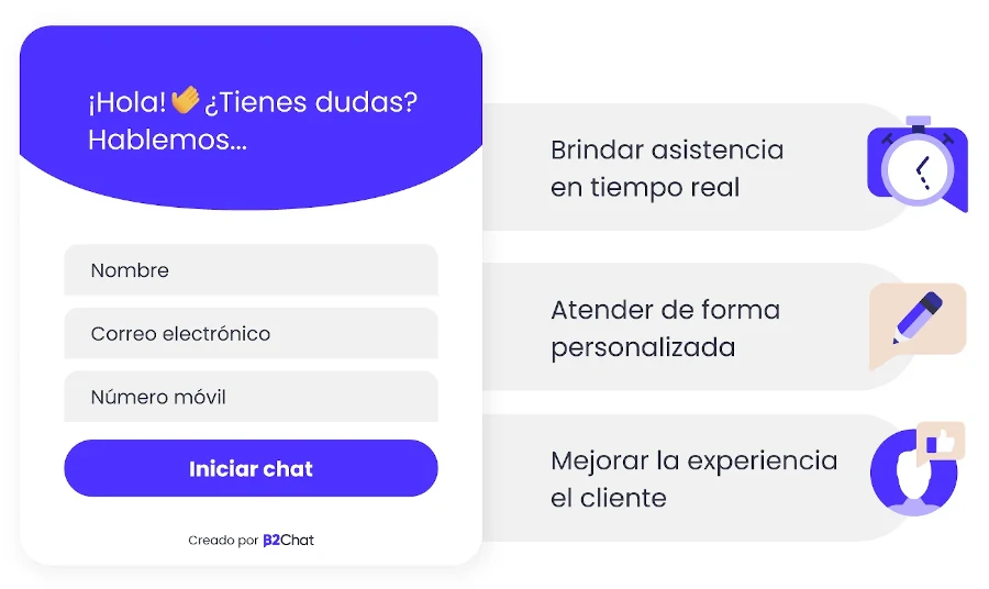 webchat de b2chat con un formulario