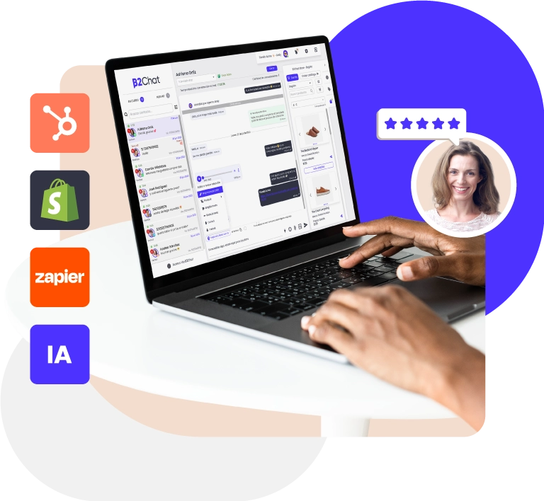laptop mostrando b2chat y sus integraciones