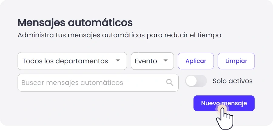 primer paso de la configuración de mensajes automáticos en b2chat