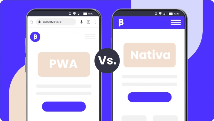 dos smartphones mostrando una pwa y una aplicación nativa