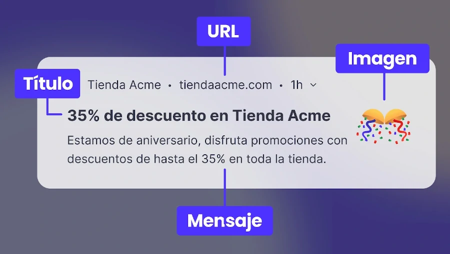 estructura de una notificación push