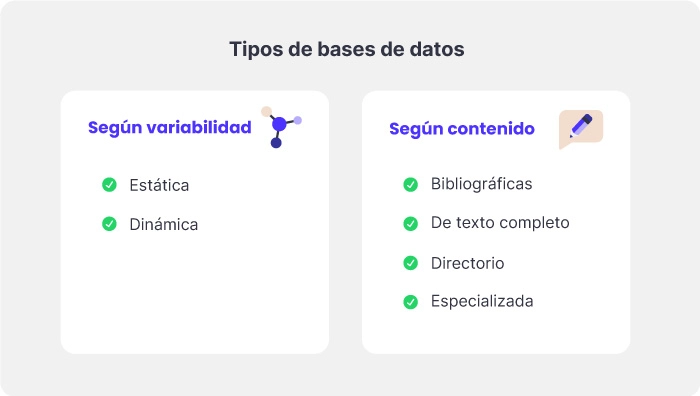 Diagrama con tipos de bases de datos