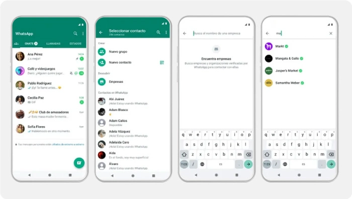 Diagrama del directorio de empresas de WhatsApp