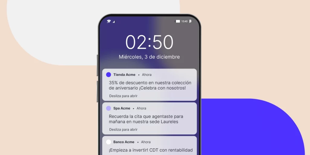 Smartphone con notificaciones en su pantalla