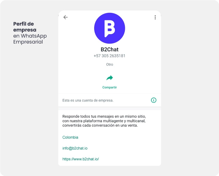 Perfil de empresa en WhatsApp