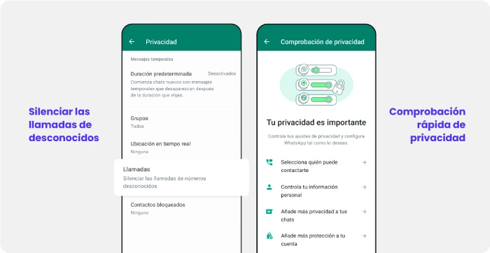 Funciones de seguridad en WhatsApp