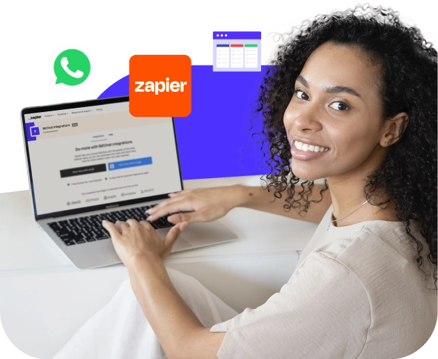 chica utilizando la interacción de zapier y b2chat