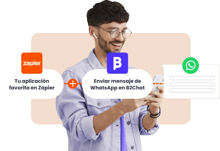 chico mirando un zap de b2chat