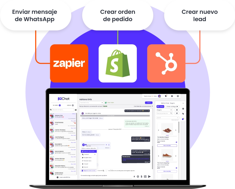 integraciones de b2chat