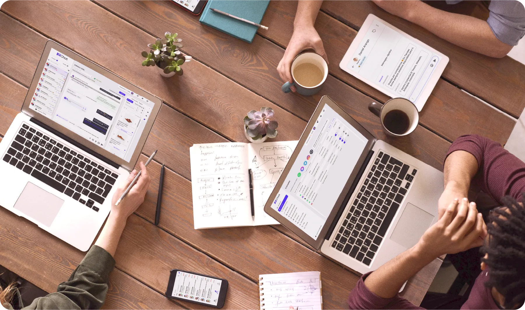 Personas trabajando en plataformas multicanal