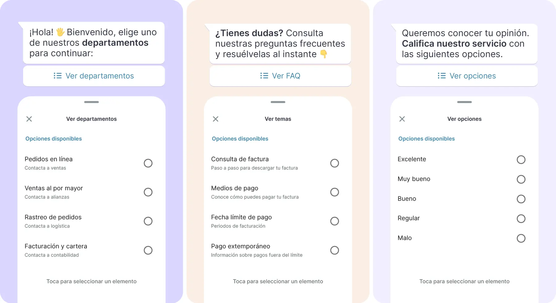 Tipos de lista en WhatsApp