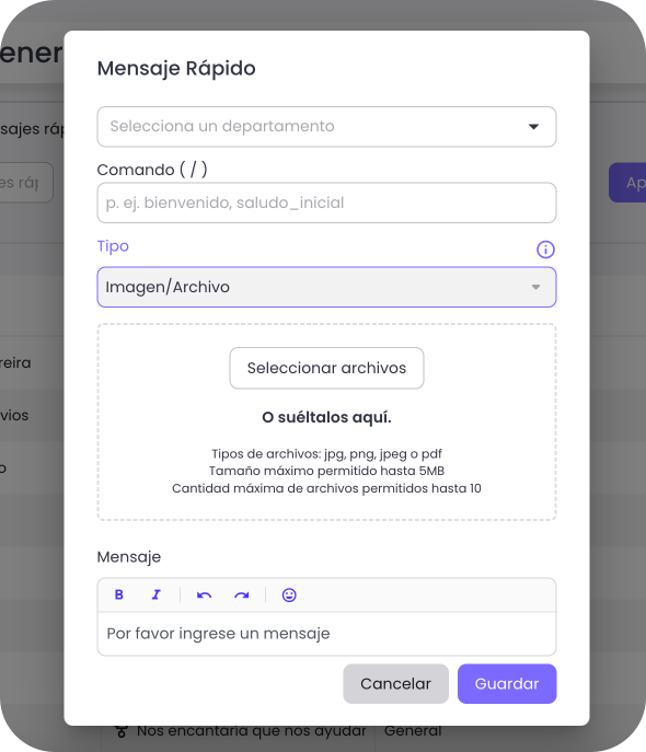 Nuevas funcionalidades en Mensajes Rápidos