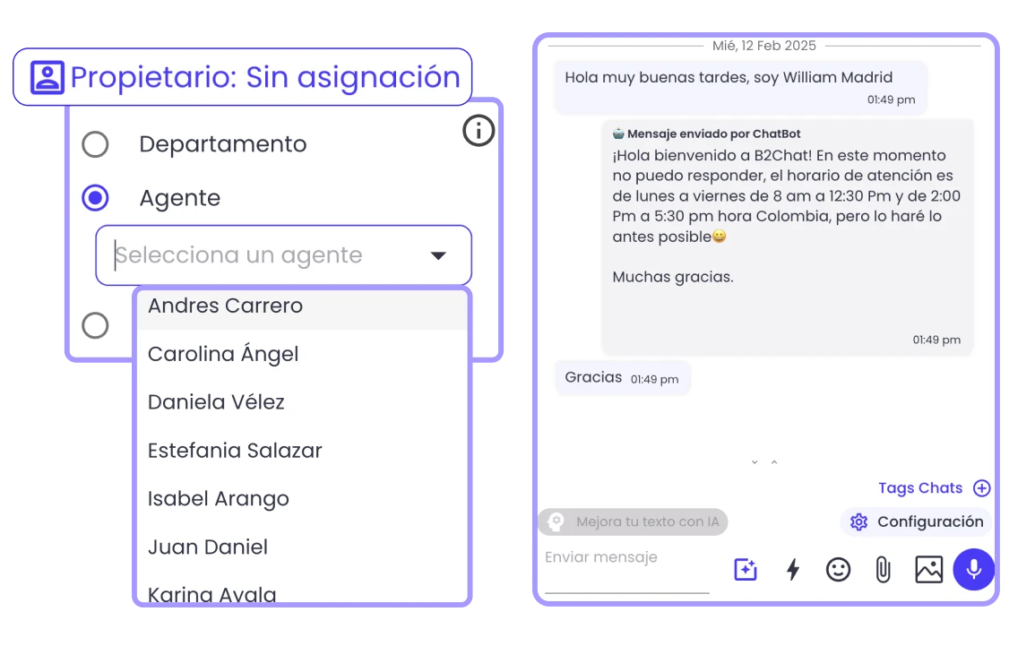 asignación de contactos en b2chat