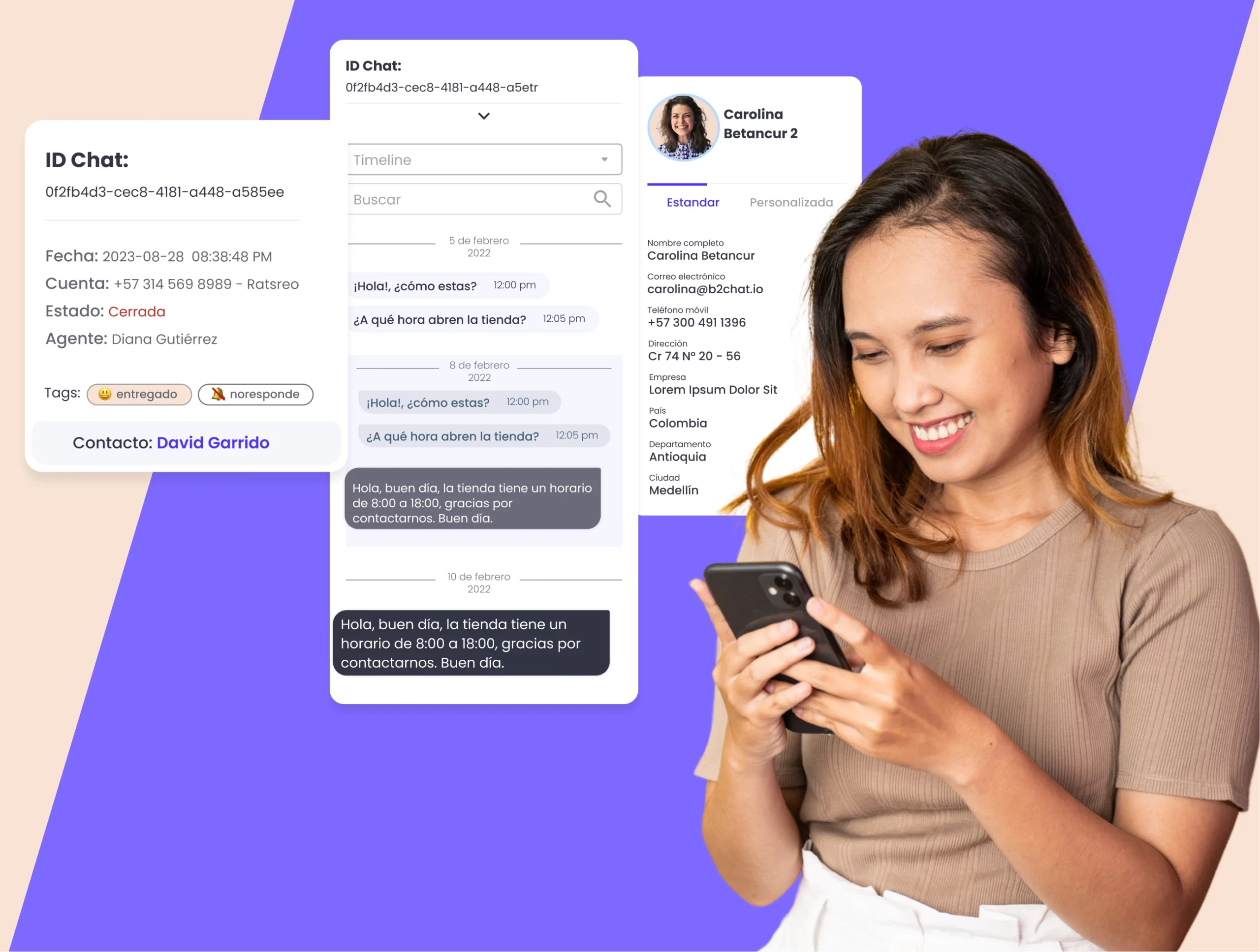Mujer sonriendo con los Beneficios de auditar los chats de atención al cliente