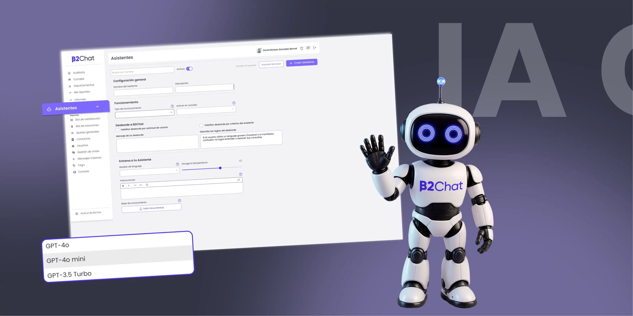 Plataforma de B2Chat con Chatbots de GPT