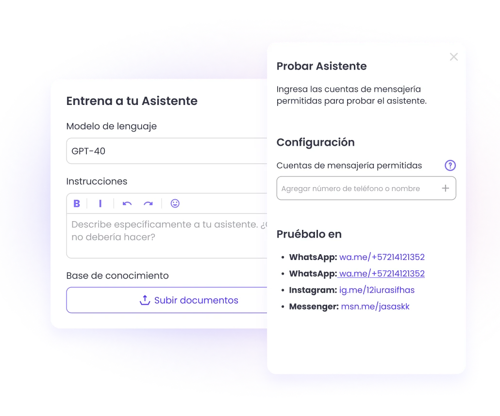 configuración del asistente de ia de b2chat