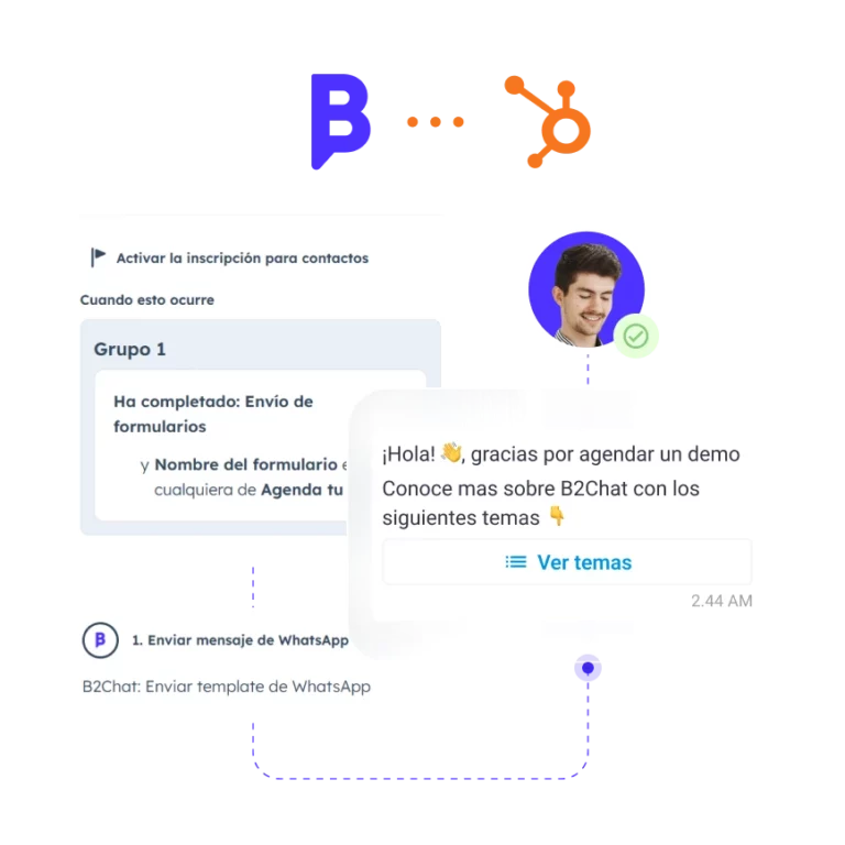 integración de b2chat en los workflows de hubspot