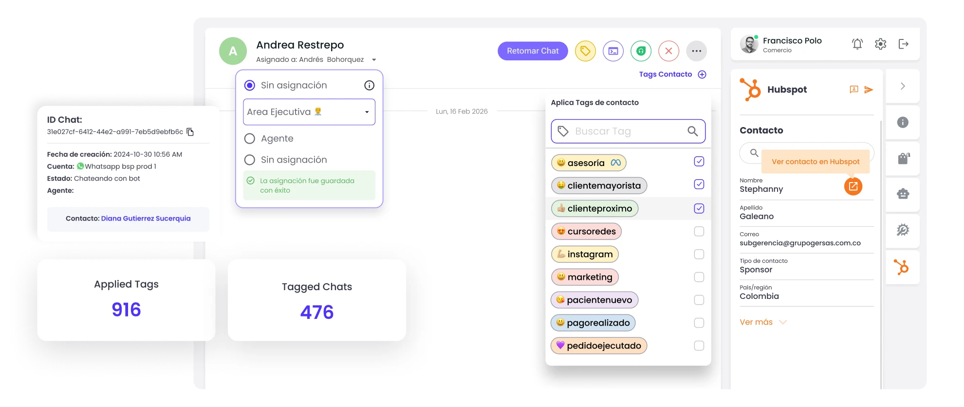 b2chat integrado a hubspot