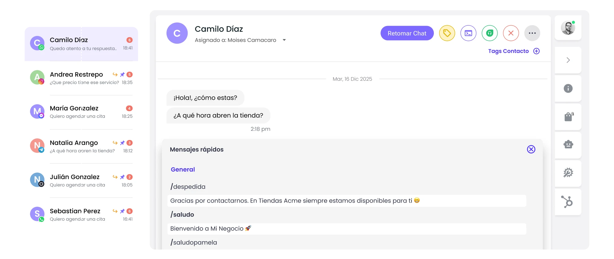 inbox de chat de b2chat
