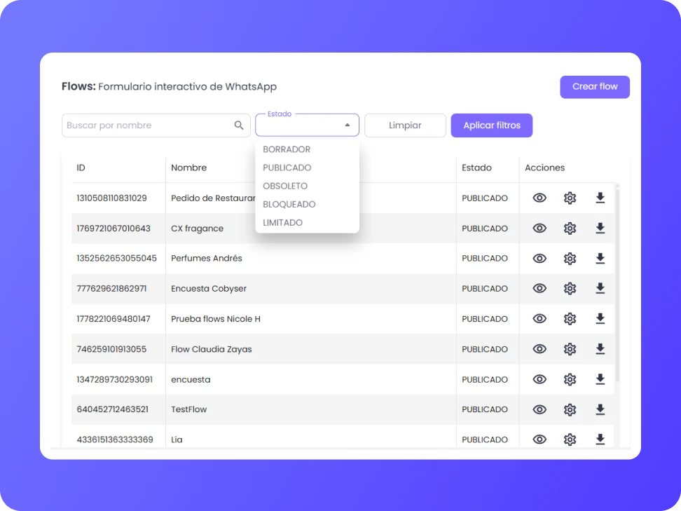 configuración de flows de whatsapp