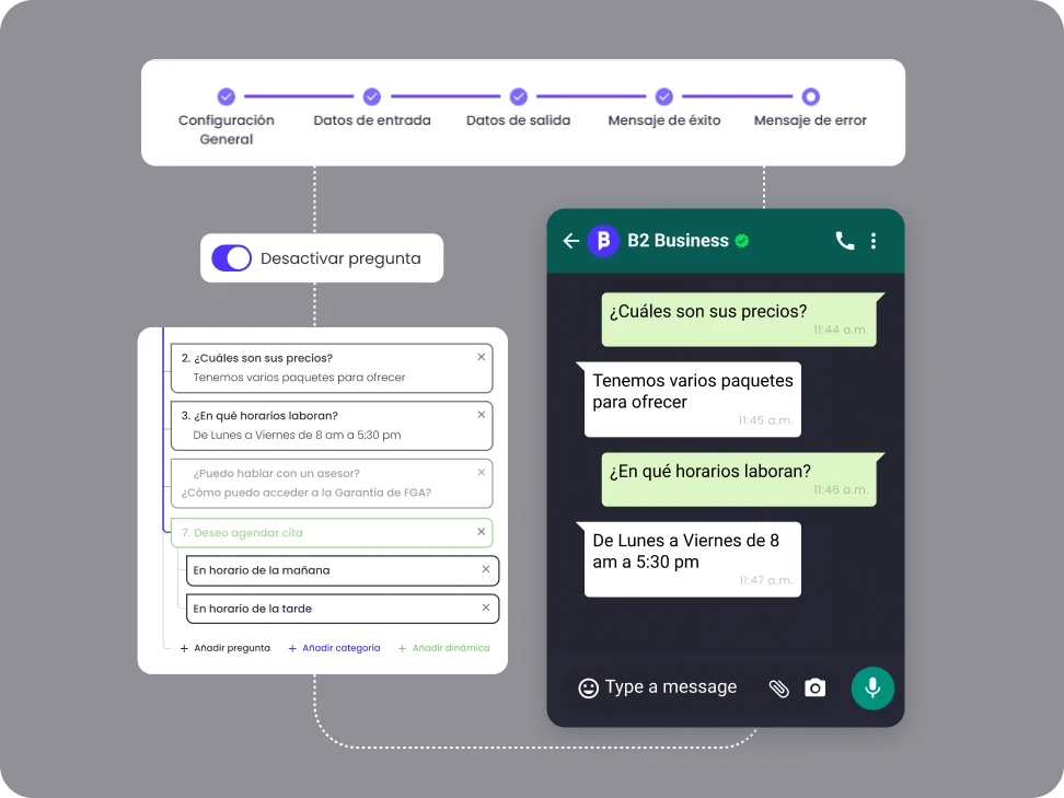 preguntas y respuestas automáticas en b2chat