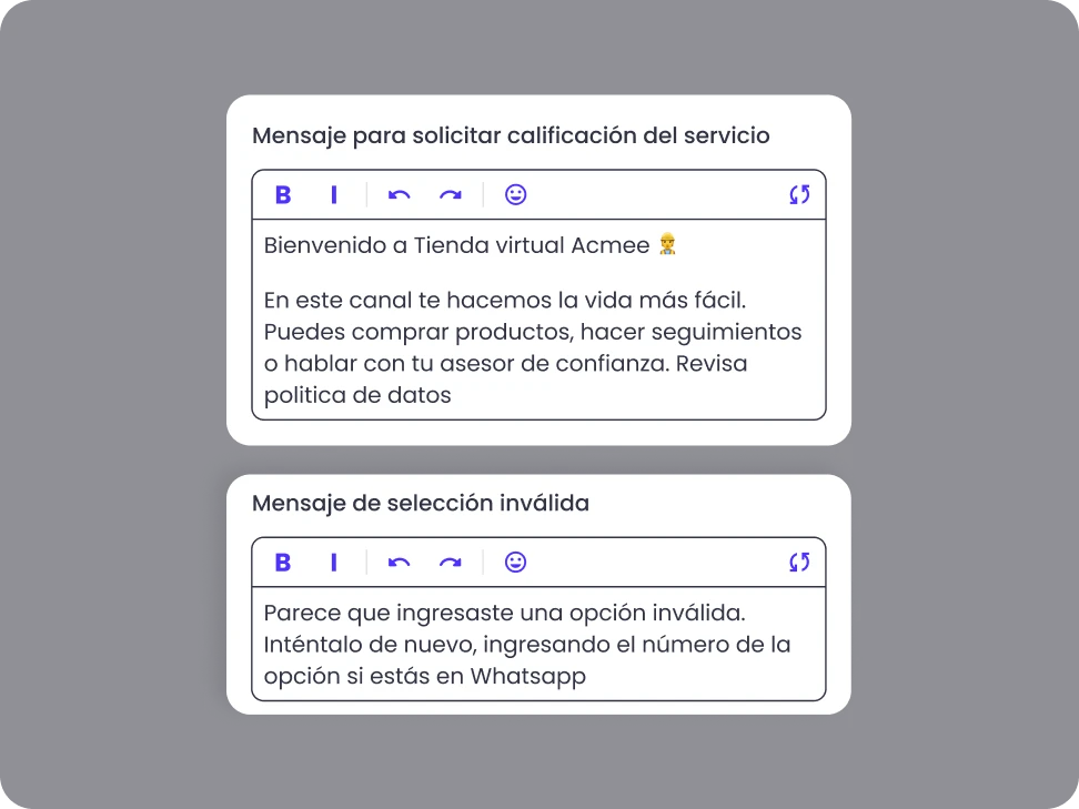 personalización de mensajes automáticos en b2chat