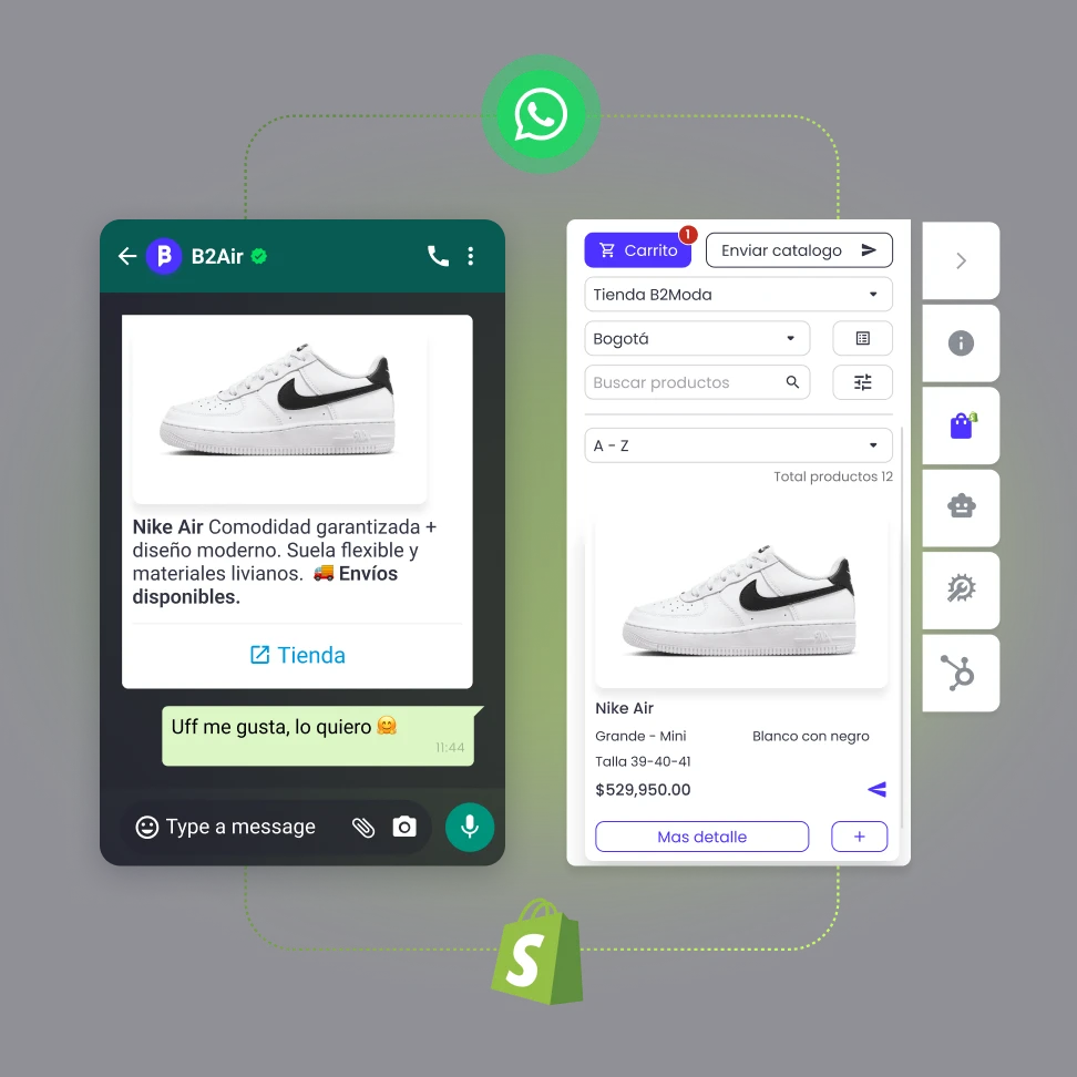 whatsapp y shopify integrados con b2chat