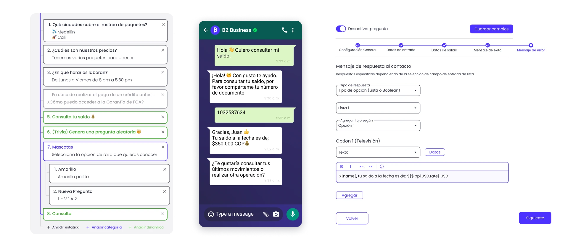 consultas dinámicas en b2chat
