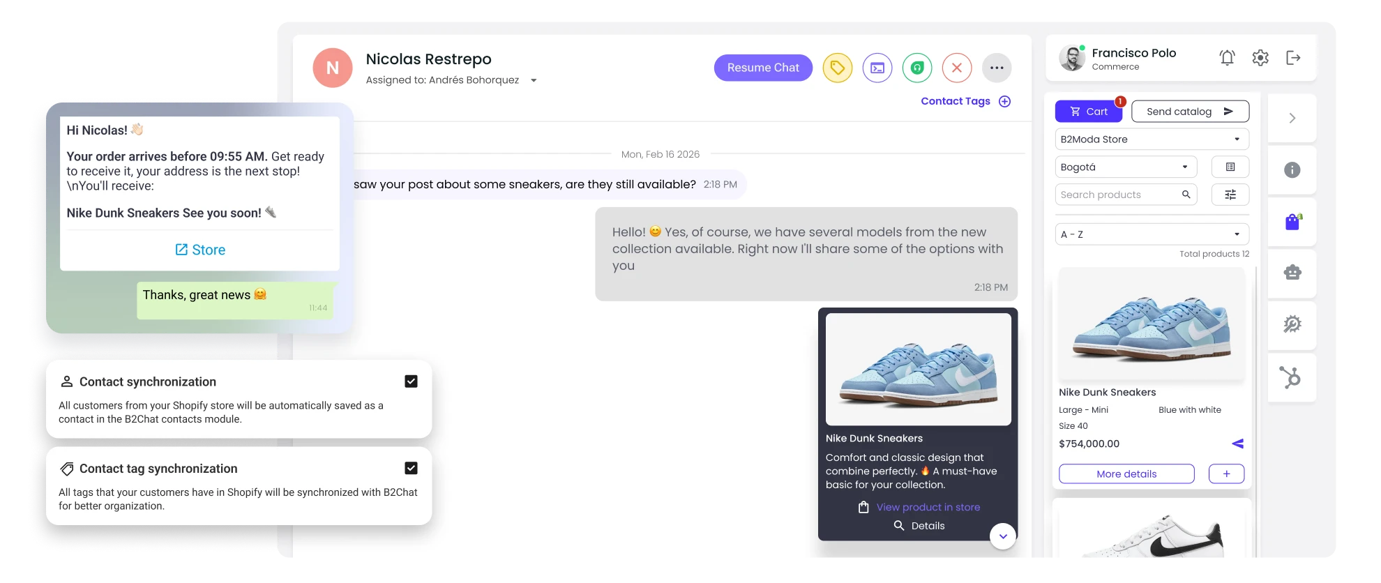 shopify integration b2chat