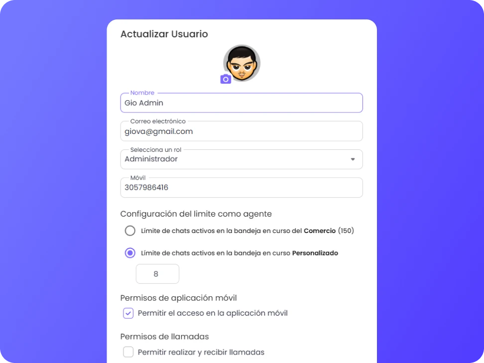 gestión de rol de usuario en b2chat