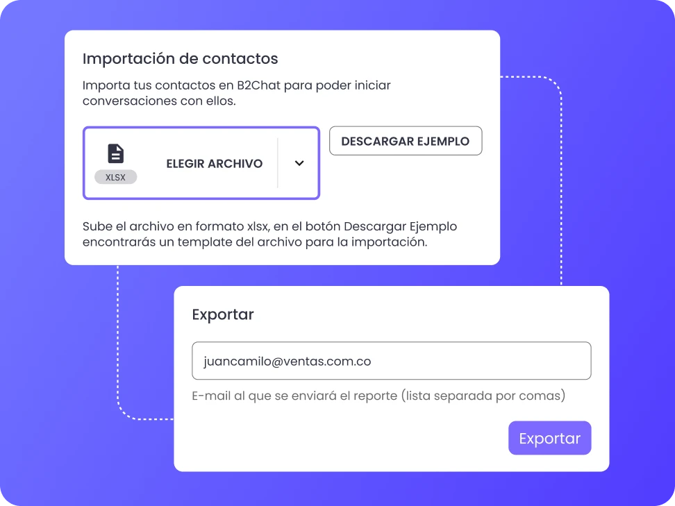 importación y exportación de contactos en b2chat
