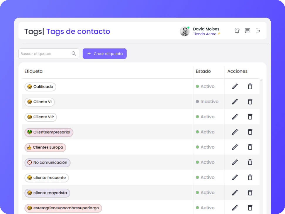 tags de contactos en b2chat