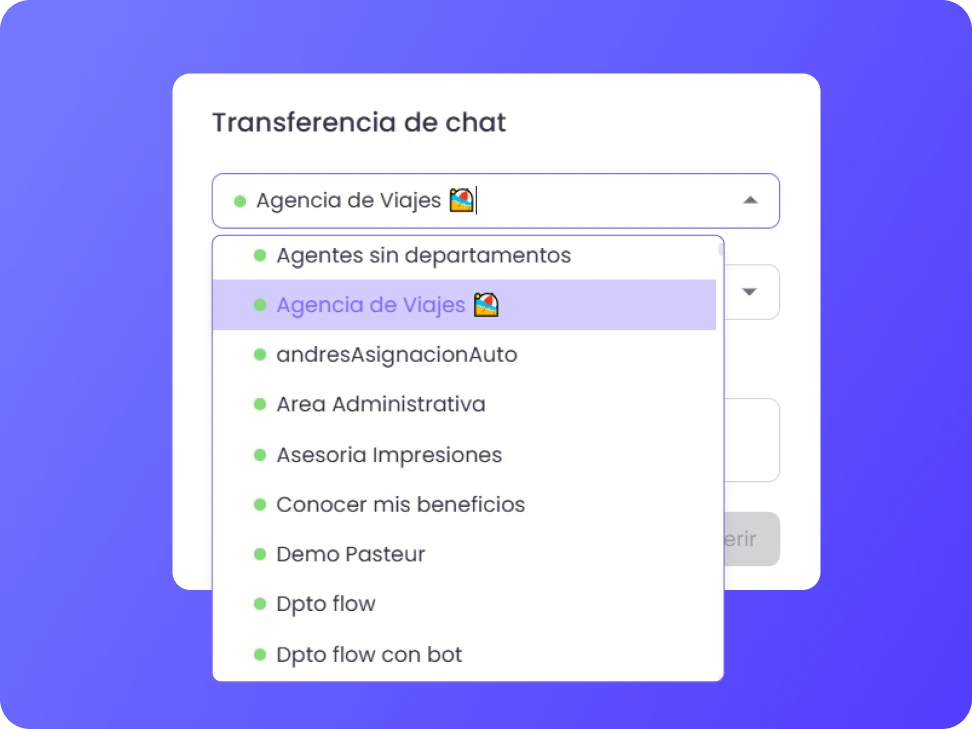 transferencia de chats entre agentes en b2chat
