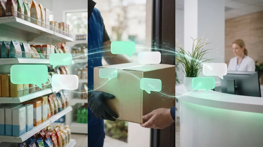 Casos de uso de IA en WhatsApp conectando retail, logística y salud
